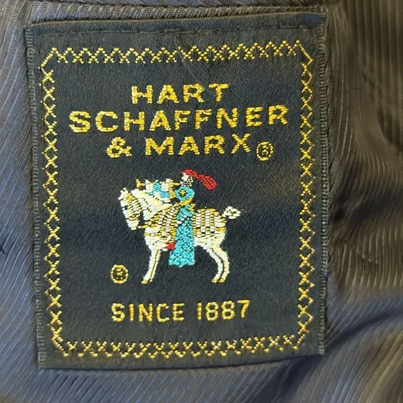 Hart Shaffner Marx 46R Navy Blue Wool Blazer Jacket Coat Two Button USA Viracle - Picture 5 of 13